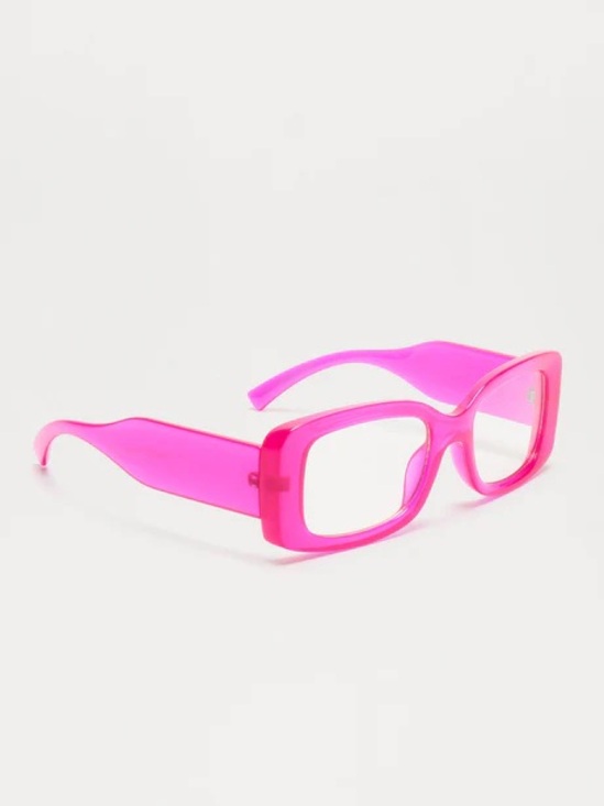 •Obsessed• Hot Pink Blue Light Glasses | Y2K Square Frame Fashion Eyewear - Picture 2 of 3